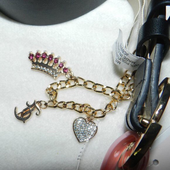 Juicy Couture Leather Belt Logo Buckle dangle charms RARE 🆕 📦⌚🏃🏻💨⚡🚚 - Picture 6 of 15